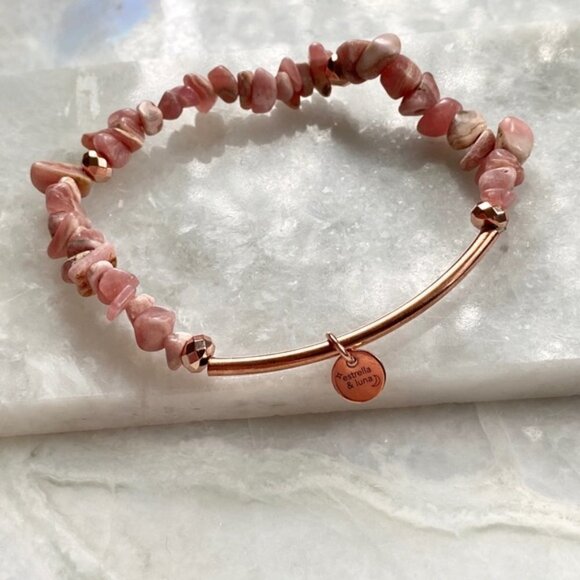 Rose Gold Boho crystal beaded bracelet - Picture 1 of 1